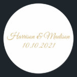 Geschenkgutscheine für individuelle Hochzeiten - K Runder Aufkleber<br><div class="desc">individueller Text Hochzeitsgeschenk bevorzugt klassische Rundsticker-Goldbriefe,  weißer Hintergrund</div>