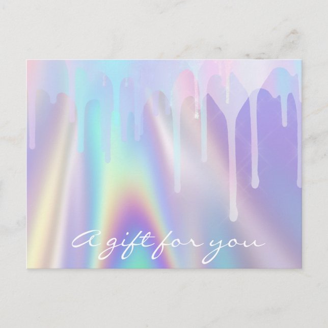 Geschenkgutschrift Holograph Unicorn Liquid Tropfe Postkarte (Vorderseite)