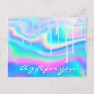 Geschenkgutschrift Holograph Unicorn Rainbow Pink Postkarte