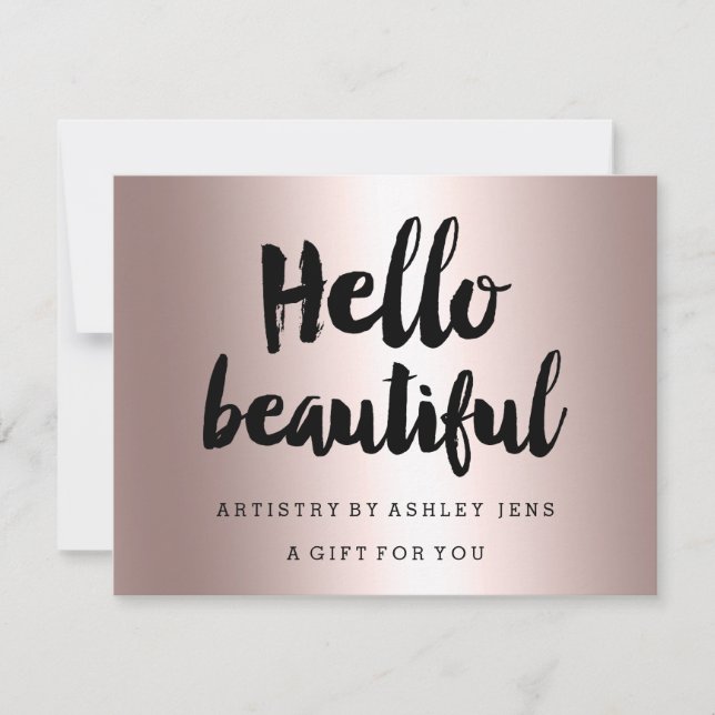 Geschenkgutschrift Rose gold hello script metallic (Vorderseite)