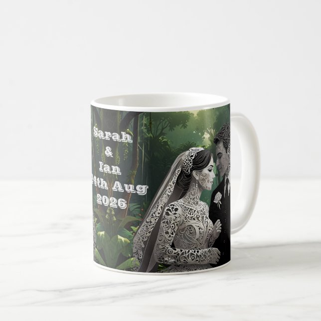 Geschenkidee für Hochzeitspaare Verlobung Kaffeetasse (VorderseiteRechts)