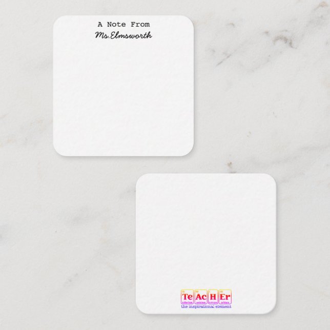 Geschenkidee für Lehrer Mitteilungskarte (Vorne/Hinten)