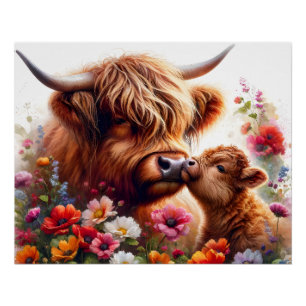 Geschenkidee "Highland Cow Mothers Day" Poster