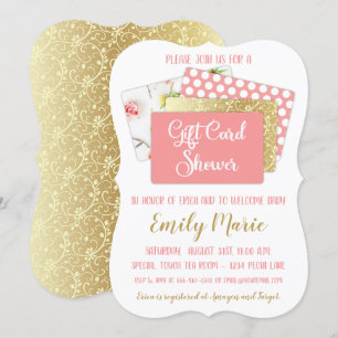 Geschenkkarte Kinderdusche Mädchen Rosa und Gold Einladung