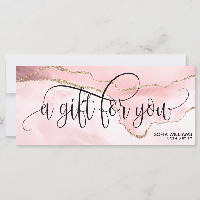 Geschenkkarte mit dem modernen Blush Pink Agate (Vorderseite)