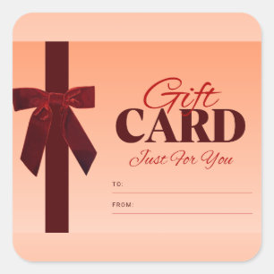 Geschenkkarte nur für Sie - Pfirsich-Schleife-Dank Quadratischer Aufkleber