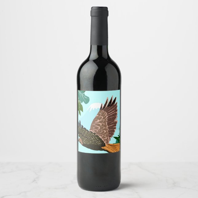 Geschenkkarte 'Schwebender Habicht'  Weinetikett (Vorderseite)