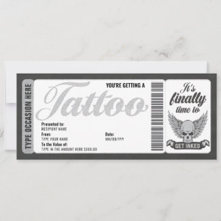 Geschenkkarte Skull Tattoo Voucher Ticket Einladung