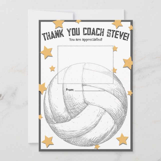 Geschenkkartenhalter für Volleyballtrainer Danke Einladung (Vorderseite)