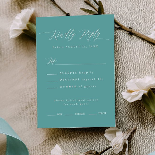 Geschenkkbox Blau RSVP Kalligrafie Menüauswahl Kar Karte (Von Creator hochgeladen)