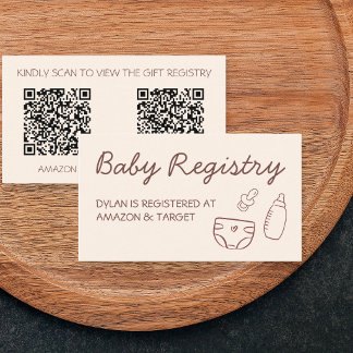 Geschenkliste für Baby Shower in Braun mit neutral Begleitkarte