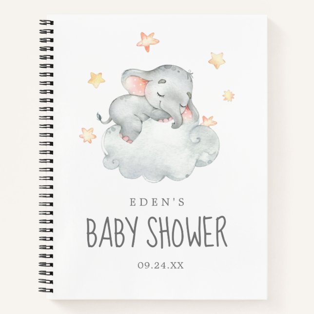 Geschenkliste für kleine Elefanten-Girl-Babydusche Notizbuch (Vorderseite)