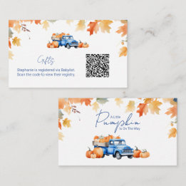 Geschenkliste QR-Code Blaues Lastwagen-Kürbchen Begleitkarte