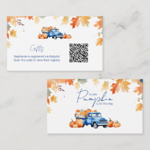Geschenkliste QR-Code Blaues Lastwagen-Kürbchen Begleitkarte