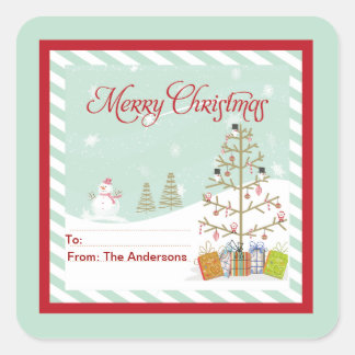 Geschenkmarke Frohe Weihnachtskleber Quadratischer Aufkleber