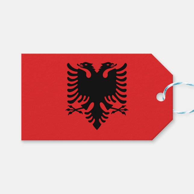 Geschenkmarke mit der Flagge Albaniens Geschenkanhänger (Vorderseite (Horizontal))