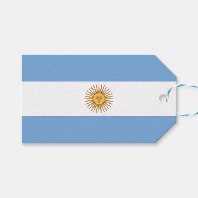 Geschenkmarke mit Flagge Argentiniens Geschenkanhänger (Vorderseite (Horizontal))