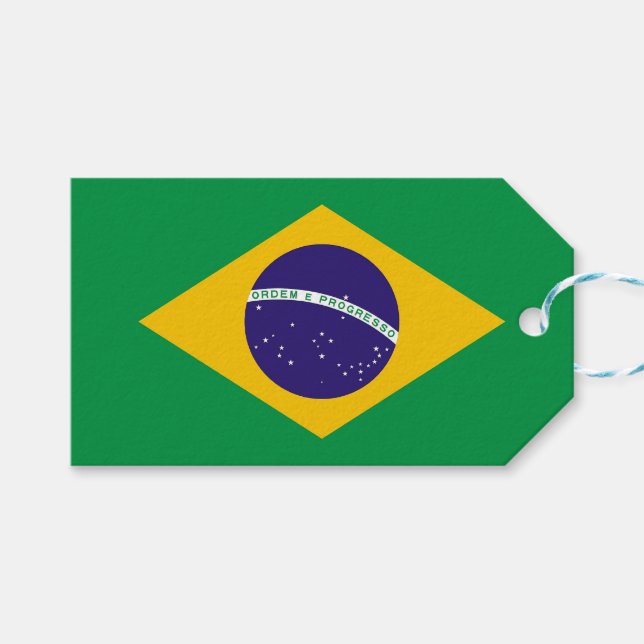 Geschenkmarke mit Flagge Brasiliens Geschenkanhänger (Vorderseite (Horizontal))