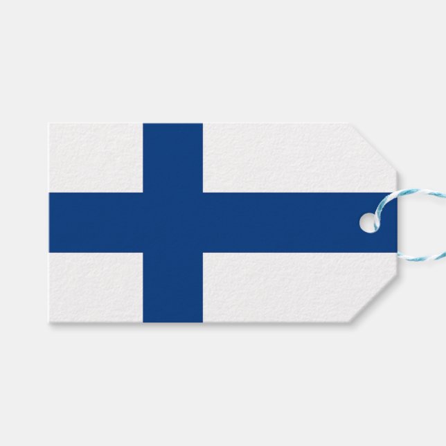 Geschenkmarke mit Flagge Finnlands Geschenkanhänger (Vorderseite (Horizontal))