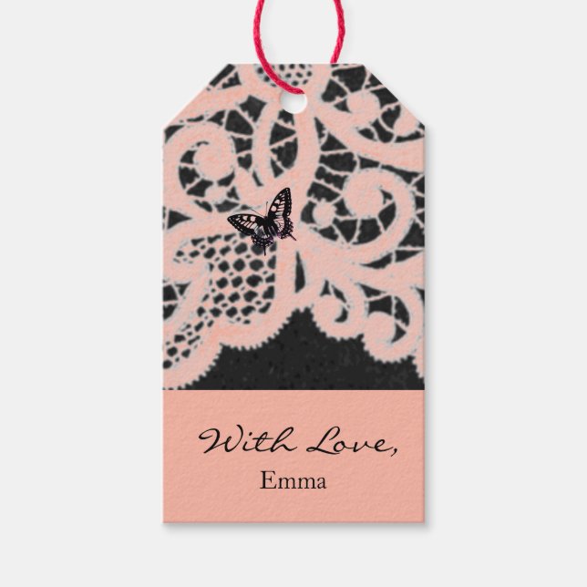 Geschenkmarke "MIT LIEBE" PEACH LACE with INDIVIDU Geschenkanhänger (Vorderseite)