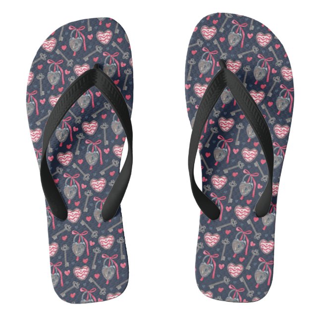 Geschenkmuster für Herzschlösser, Valentinstag Ges Flip Flops (Fußbett)