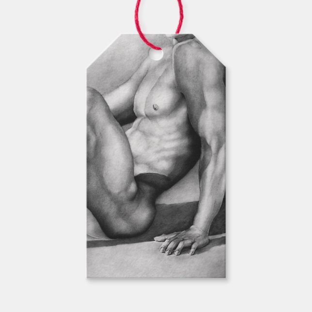 Geschenkpacker für Männer - Art Nacktmänner Body B Geschenkanhänger (Vorderseite)