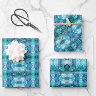 Geschenkpapier Aquamarine Kristalle Set
