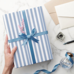 Geschenkpapier Blau & Weiß Streifen Quadratisch
