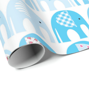Geschenkpapier - Blaue Elefanten