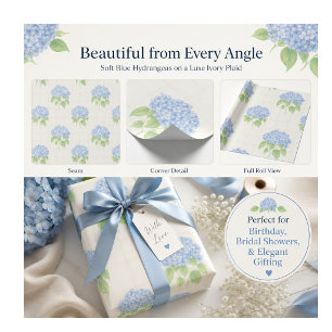 Geschenkpapier Blaue Hortensie Luxuriöses Elfe