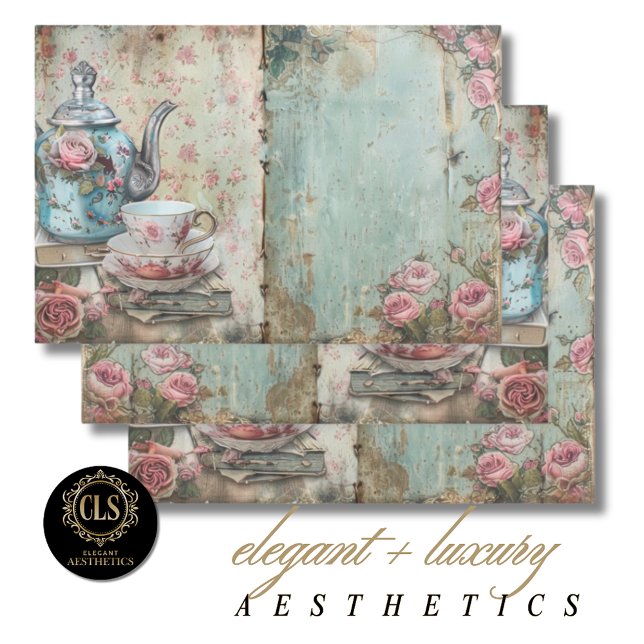 Geschenkpapier – Decoupage Shabby Chic Tea Florals Set (Von Creator hochgeladen)