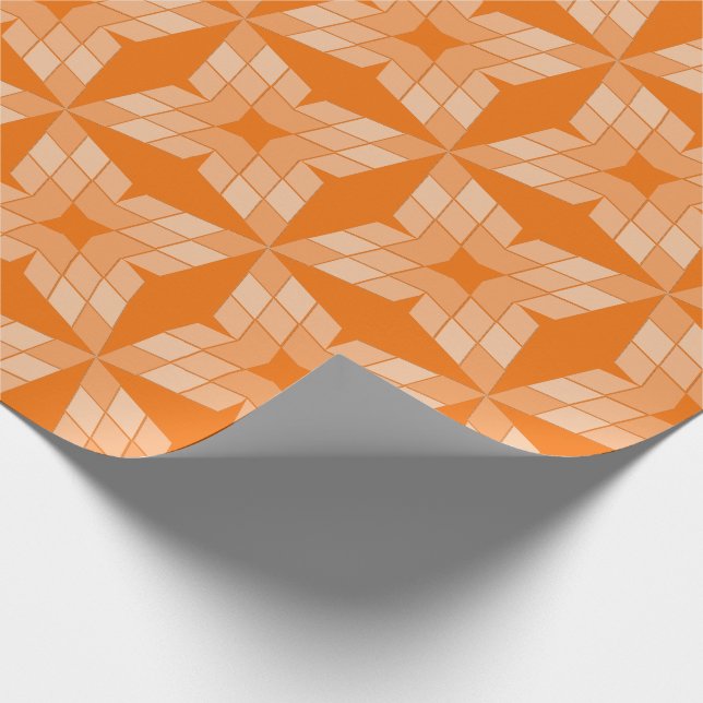 Geschenkpapier - Diamantblütenblätter auf Orange (Ecke)