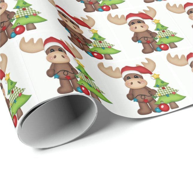 Geschenkpapier - Elch-Weihnachtsbaum-Freude (Rolleneckpunkt)