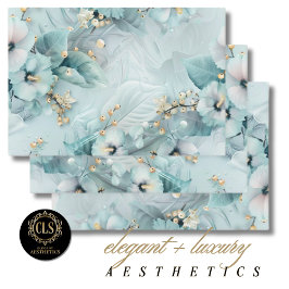 Geschenkpapier - Elegante Winterblaue Floralien Set
