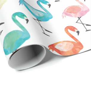 Geschenkpapier - Flamingos in verschiedenen Farben