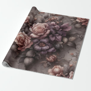 Geschenkpapier florale Pflaume Kupfer-Rose