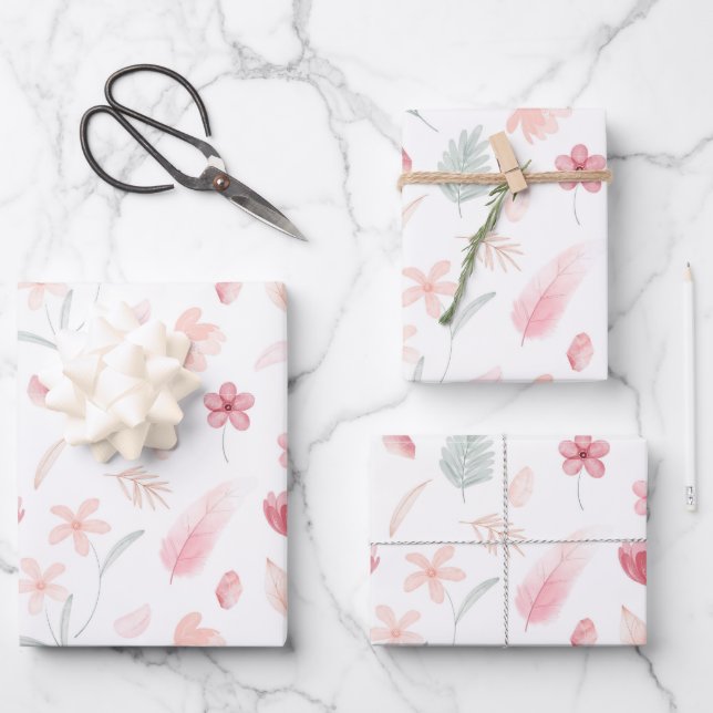 Geschenkpapier - Florales Geschenkpapier Set (Vorderseite)