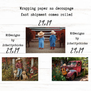 Geschenkpapier für Decoupage Landleben Set