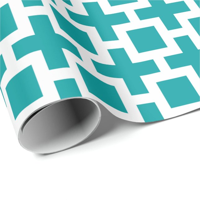 Geschenkpapier für geometrische Muster - Aquamarin (Rolleneckpunkt)