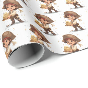 Geschenkpapier für Kinderpiratengeburtstag Junge