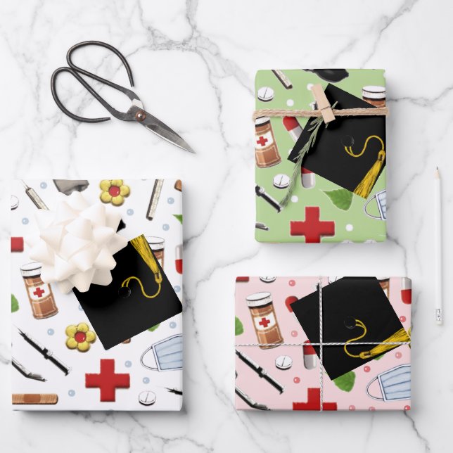 Geschenkpapier für Nurse-Abschluss (Vorderseite)