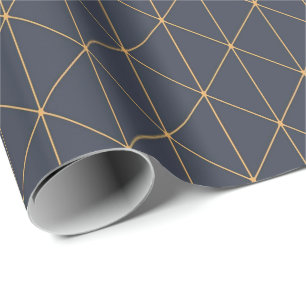 Geschenkpapier - Geometrisches Gold- und Blau-Must