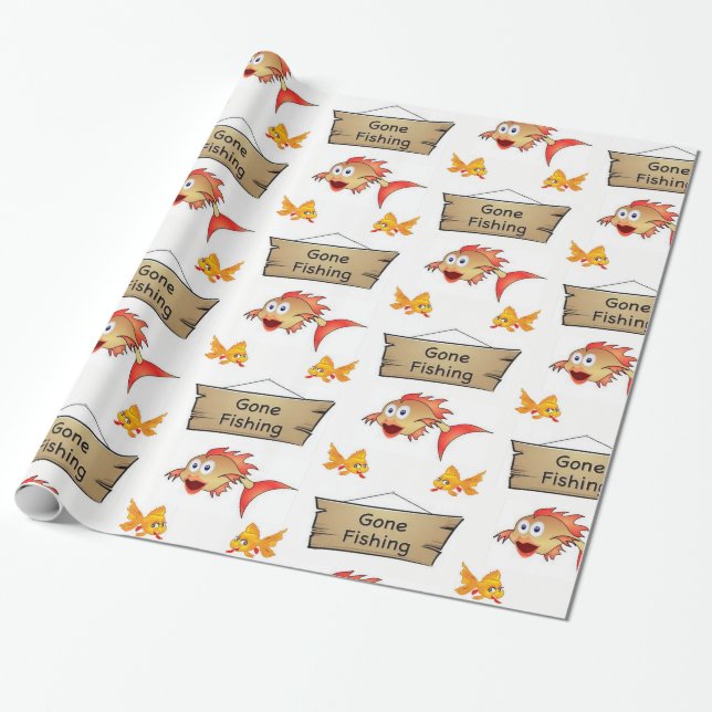 Geschenkpapier Gone Fishing (Ungerollt)