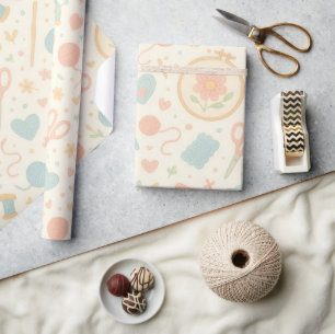 Geschenkpapier — Häkeldesign in Pastelltönen