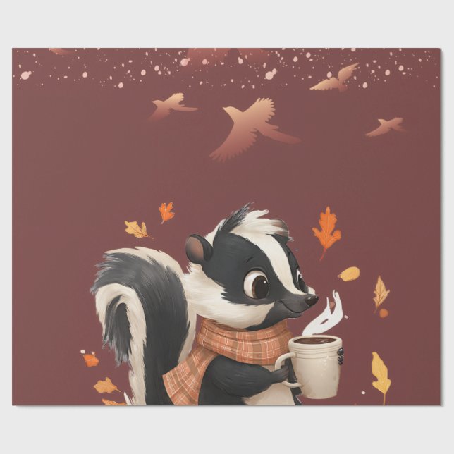 Geschenkpapier Herbst Stinktier Gemütlichkeit Wand (Flach)