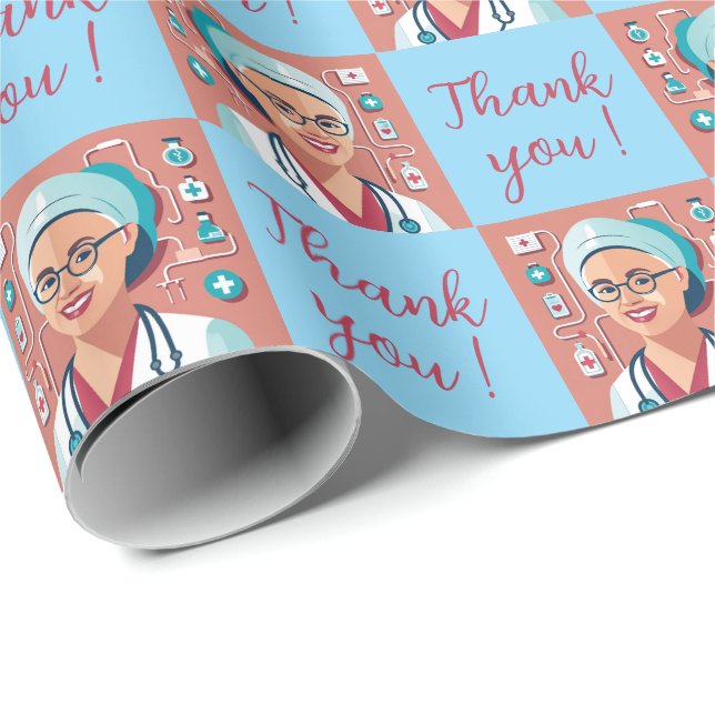 Geschenkpapier Krankenpflege Danke (Rolleneckpunkt)