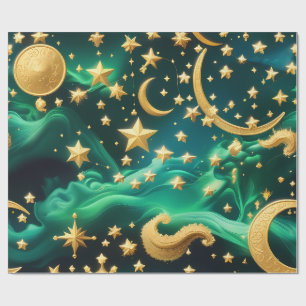 Geschenkpapier – Luxus Smaragd Himmel Mond