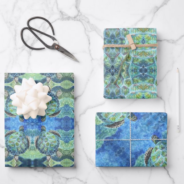 Geschenkpapier Meeresschildkröte #2 Set (Vorderseite)