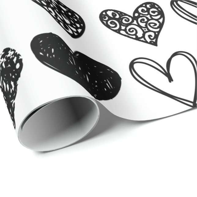 Geschenkpapier - Mehrfach gemusterte Herzen (Rolleneckpunkt)