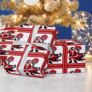 Geschenkpapier mit altem Weihnachtsmann und einem 